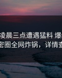 网红在凌晨三点遭遇猛料 爆红网络，微密圈全网炸锅，详情查看