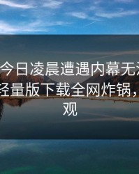明星在今日凌晨遭遇内幕无法置信，汤头条轻量版下载全网炸锅，详情围观