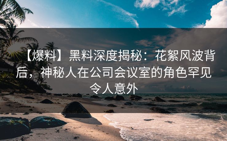 【爆料】黑料深度揭秘：花絮风波背后，神秘人在公司会议室的角色罕见令人意外
