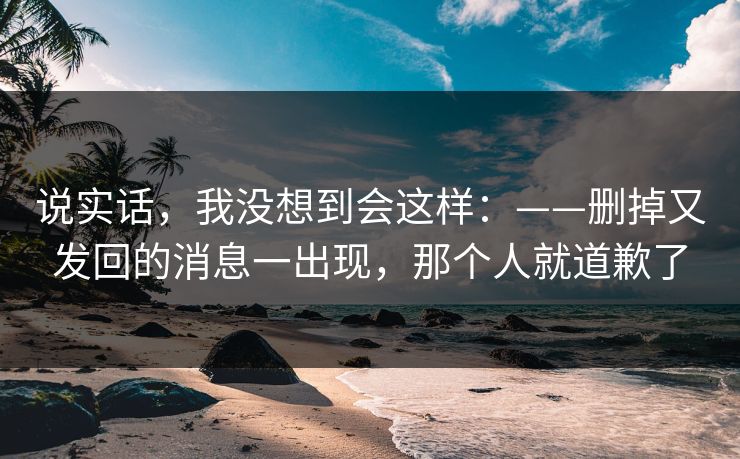说实话,我没想到会这样:——删掉又发回的消息一出现,那个人就道歉了 说实话,我没想到会这样:——删掉又发回的消息一出现,那个人就道歉了